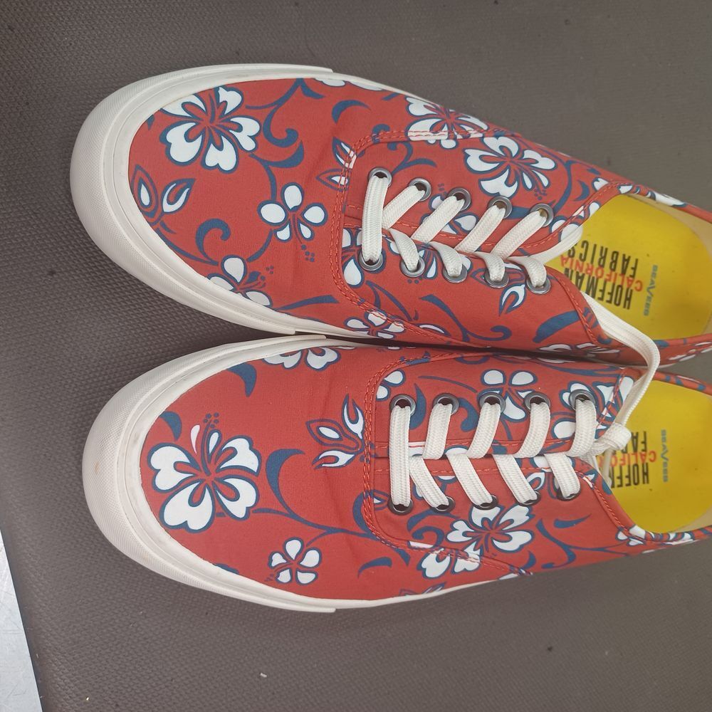 Hoffman California Fabrics Floral Canvas Sneakers  Print Lace Shoes woman‎ US 10 - Picture 4 of 9
